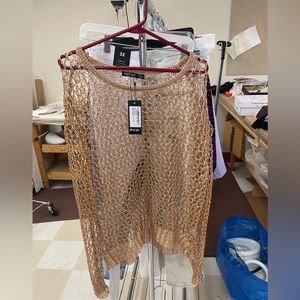 Nasty Gal Rose Gold Mesh Top